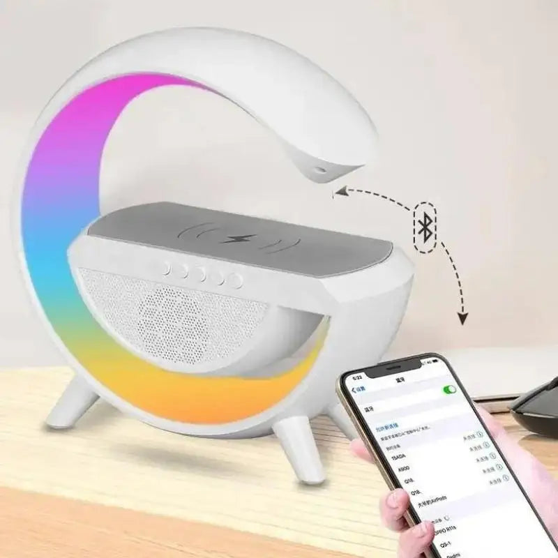 Caixa de Som G-Speaker Carregador Sem Fio Bluetooth RGB Lâmpada De Mesa LED Atmosfera