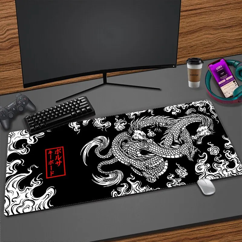 Dragão Japonês Grande Mouse Pad Gaming, Gamer Mousepad, Tapete De Mesa, Teclado, Mouse Pad, Velocidade Da Mesa, Anime, 900x400, 700x300, XXL