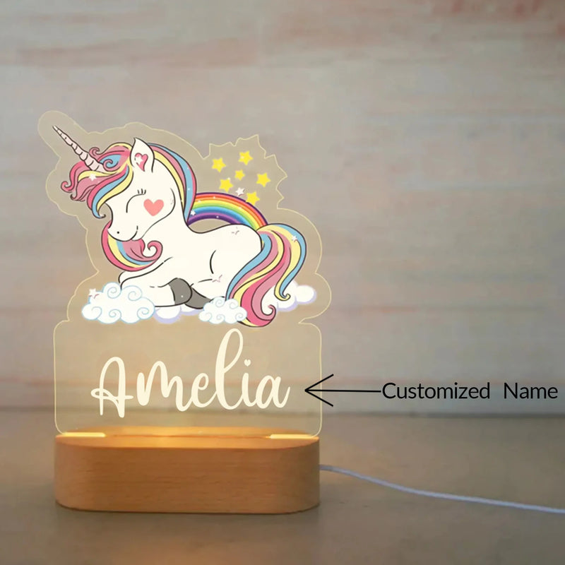 Personalizado Animal Night Light para Crianças, Lâmpada Acrílica Personalizada para o Bebê, Quarto Infantil, Decoração do Lar, Presente de Aniversário, Neonate