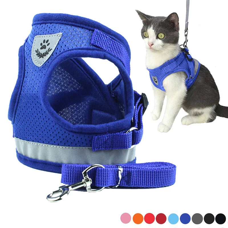 Peitoral Com Guia para Caes E Gatos Colete Regulavel Super Confortavel para Cachorro