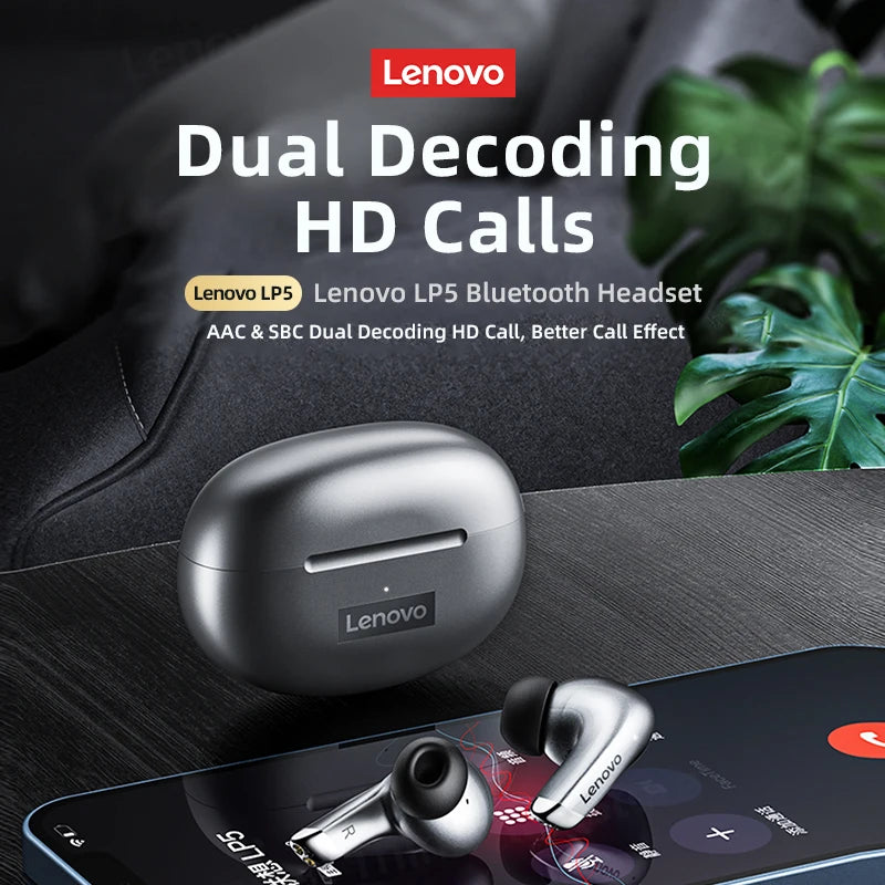 Lenovo-LP5 Fones De Ouvido Bluetooth Sem Fio