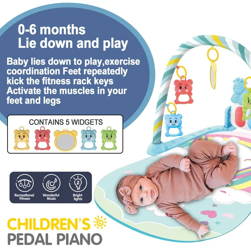 Piano Crawling Blanket para bebê recém-nascido, Fitness Stand, Music Play, Gym Atividade Brinquedos, Game Pad, Educação Infantil, Presentes, 0-36 meses