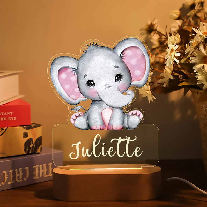 Personalizado Animal Night Light para Crianças, Lâmpada Acrílica Personalizada para o Bebê, Quarto Infantil, Decoração do Lar, Presente de Aniversário, Neonate