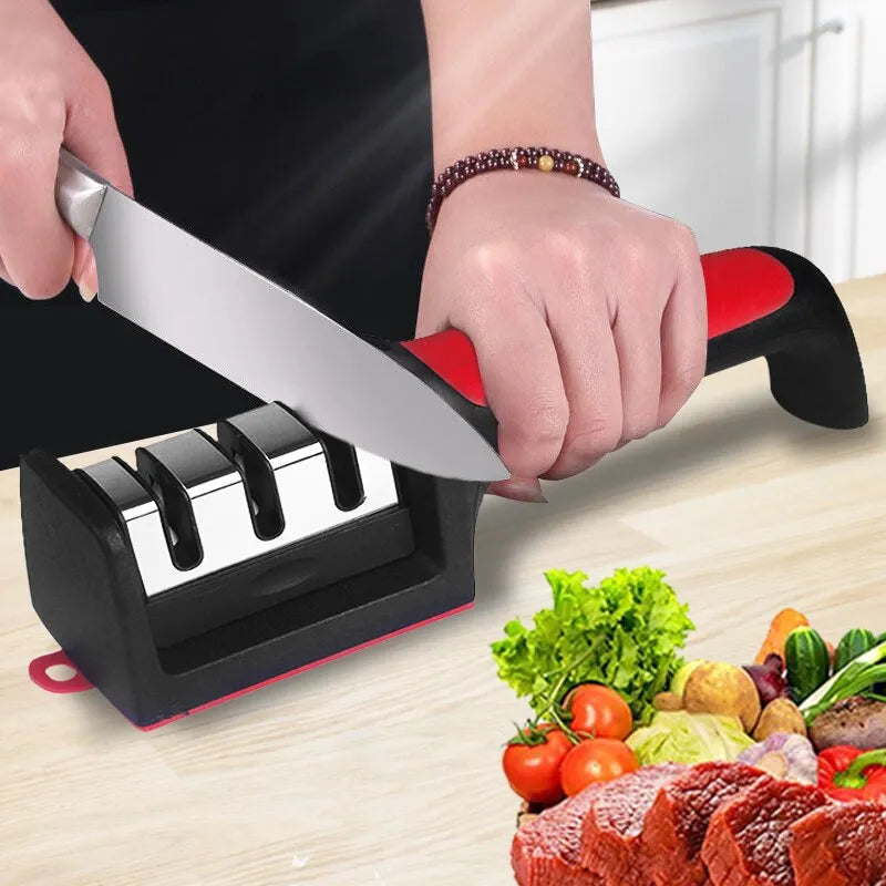 Cozinha 3/4 Segmento de faca Sharpener Household Multi-Funcional Hand-Held 3/4 Purpose Preto Sharpening Stone