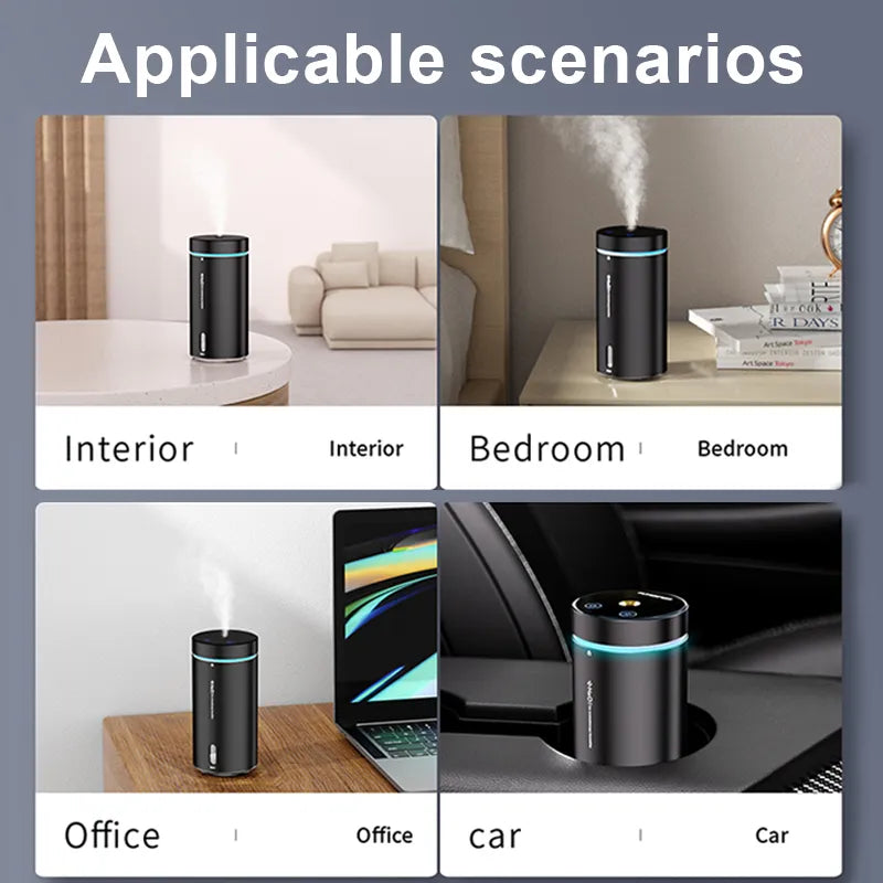Difusor de Umidificador de Ar e Óleos Essenciais, Liga de Alumínio, Ambientador para Auto, Casa, Acessórios de Escritório, 300ml