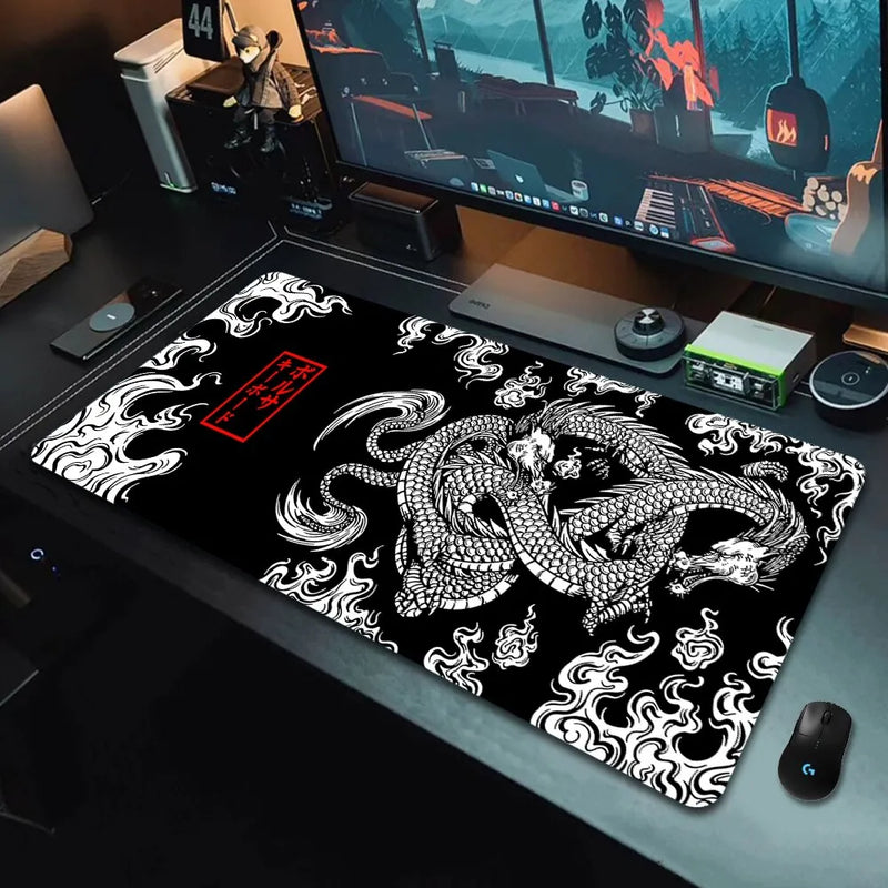 Dragão Japonês Grande Mouse Pad Gaming, Gamer Mousepad, Tapete De Mesa, Teclado, Mouse Pad, Velocidade Da Mesa, Anime, 900x400, 700x300, XXL